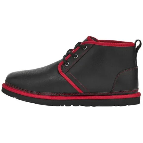 UGG [NEW] Neumel Leather Ankle Boots Wool Lining Black with Red Trim 1133777 - Picture 5 of 5